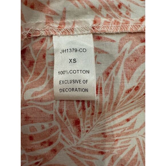 Impressions Womens XS Boho Embroidered Tank Top Cotton Palm Tropical Coral White - Picture 7 of 8